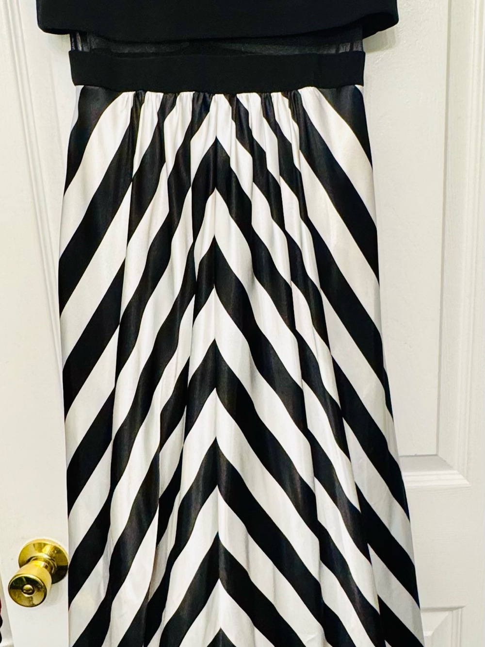 Adam Black and White Diagonal-Stripe A-Line Skirt